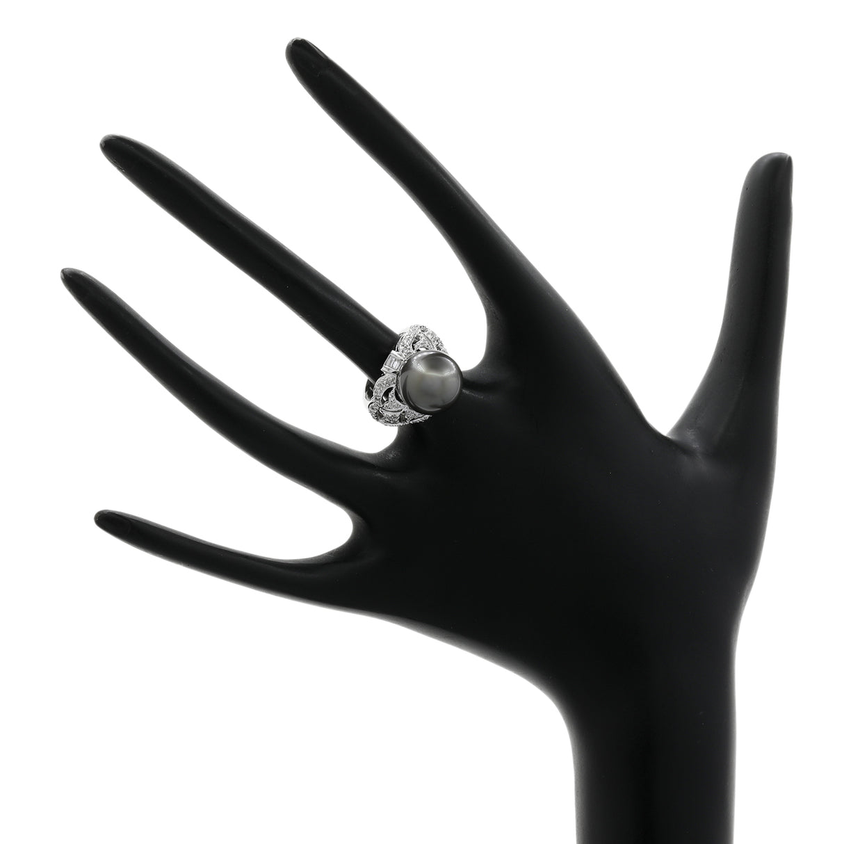 18K White Gold 12.58mm Tahitian Pearl Diamond Ring Fine Jewellery Modaselle