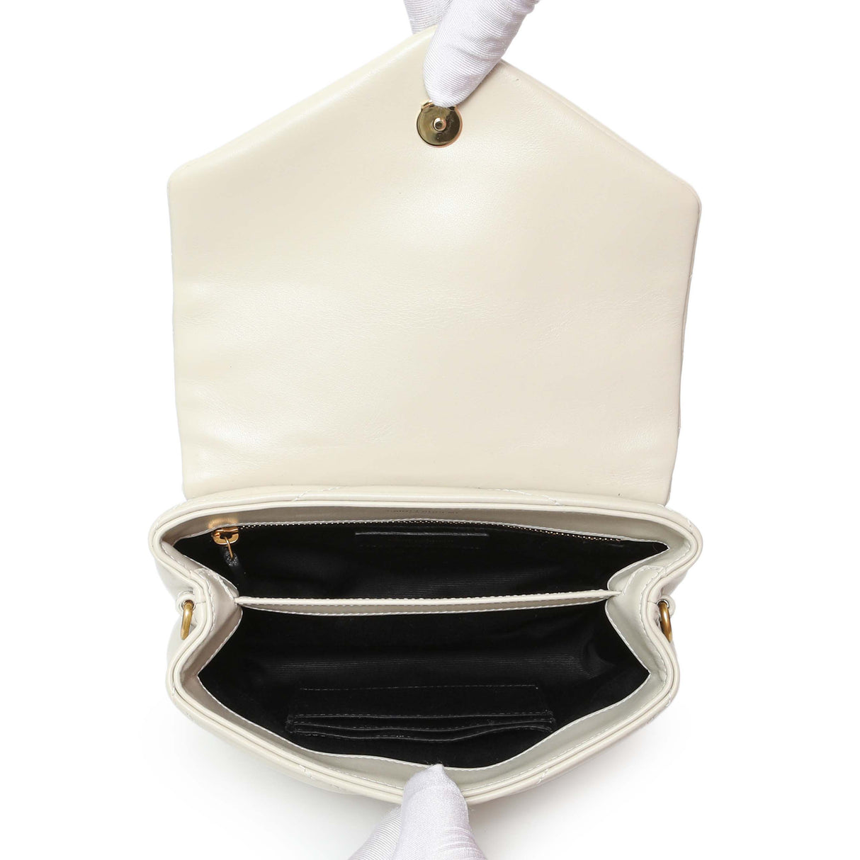 Saint Laurent Crema Calfskin Monogram Toy Loulou Crossbody Handbags Saint Laurent