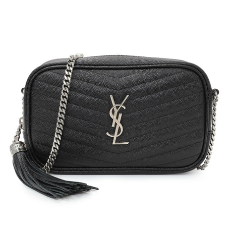 Saint Laurent Black Grain De Poudre Matelasse Monogram Mini Lou Camera Bag Handbags Saint Laurent