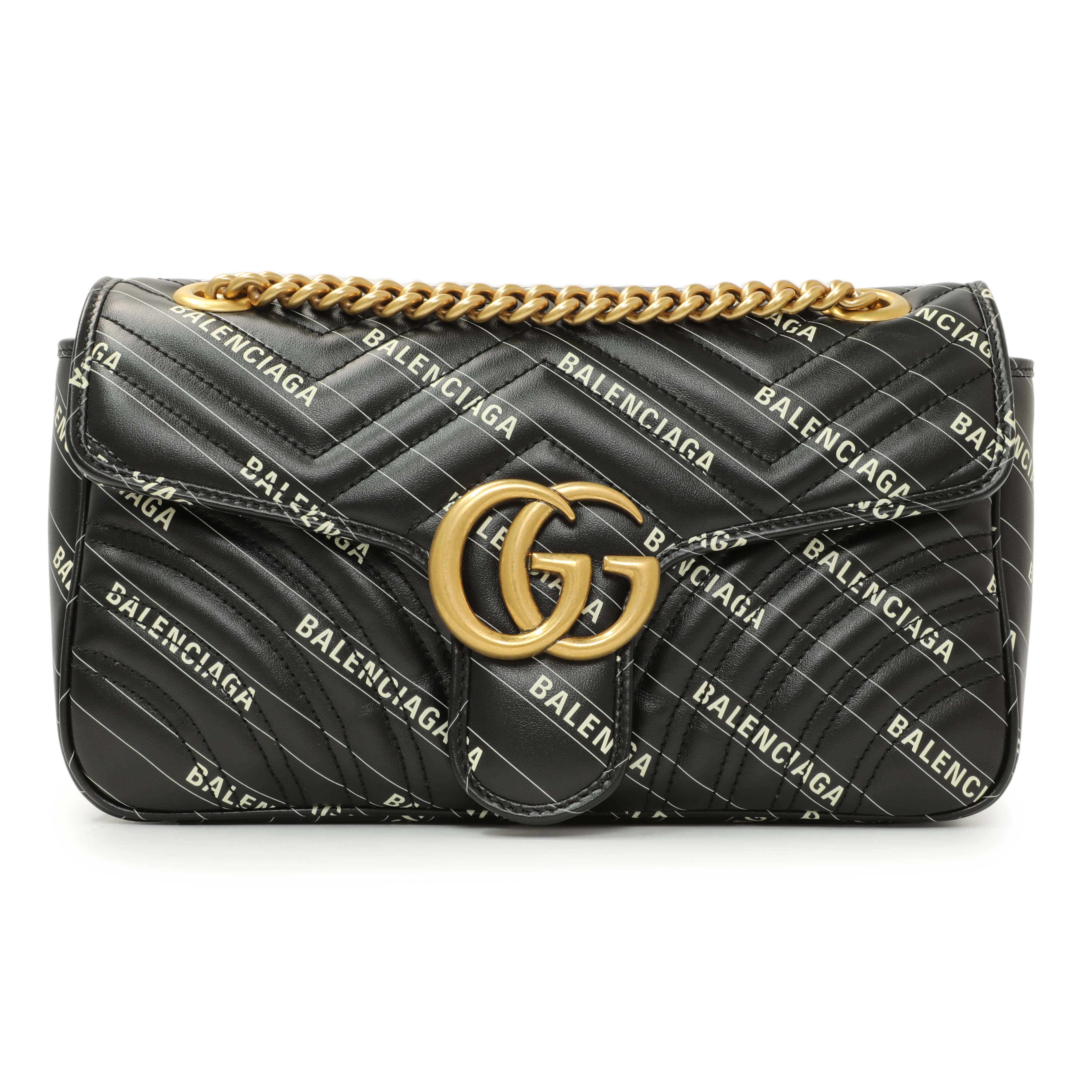 Gucci X Balenciaga Calfskin Matelasse Logo Print Small GG