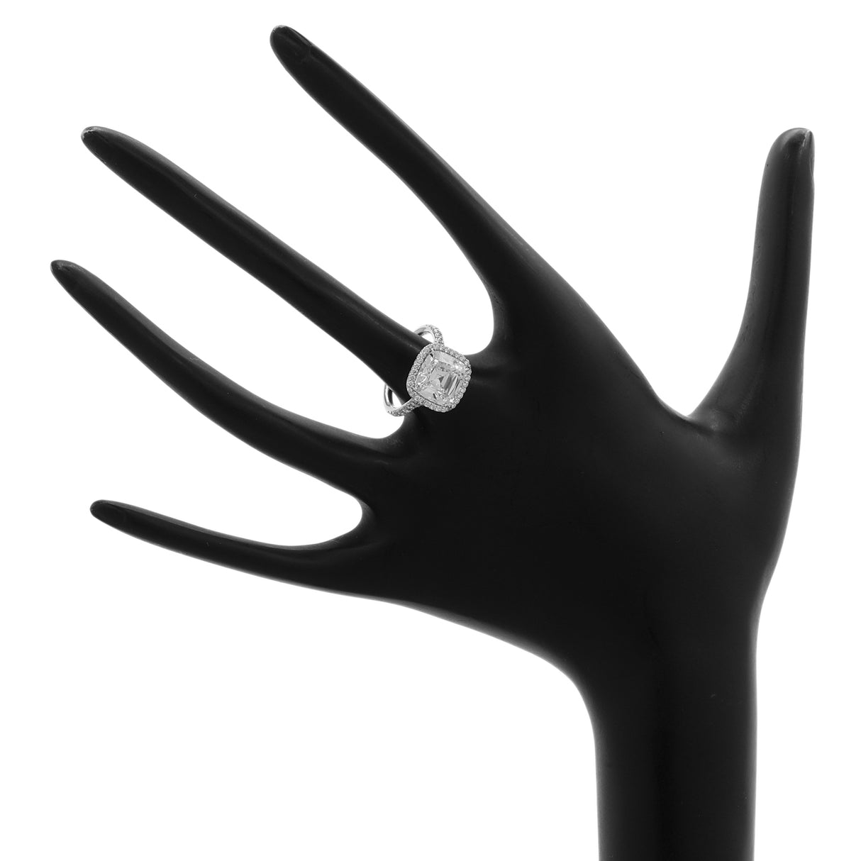 Tiffany & Co. Platinum 4.59 Carat Cushion Cut Diamond Soleste Halo Engagement Ring