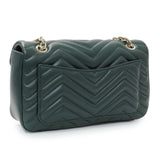 Gucci Green Calfskin Matelasse Medium GG Marmont Shoulder Bag NM Handbags Gucci