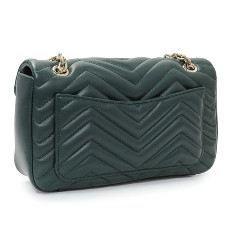 Gucci Green Calfskin Matelasse Medium GG Marmont Shoulder Bag NM Handbags Gucci