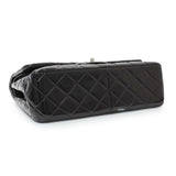 Chanel Black Quilted Patent Jumbo Double Flap Handbags Chanel