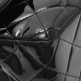 Chanel Black Quilted Patent Jumbo Double Flap Handbags Chanel
