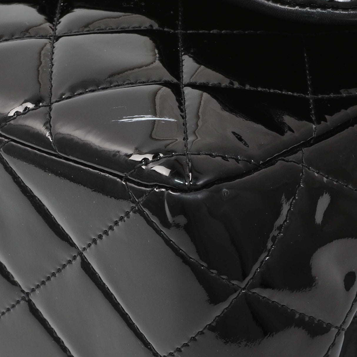 Chanel Black Quilted Patent Jumbo Double Flap Handbags Chanel
