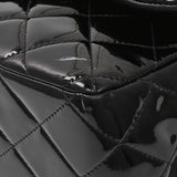 Chanel Black Quilted Patent Jumbo Double Flap Handbags Chanel