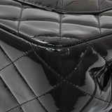 Chanel Black Quilted Patent Jumbo Double Flap Handbags Chanel