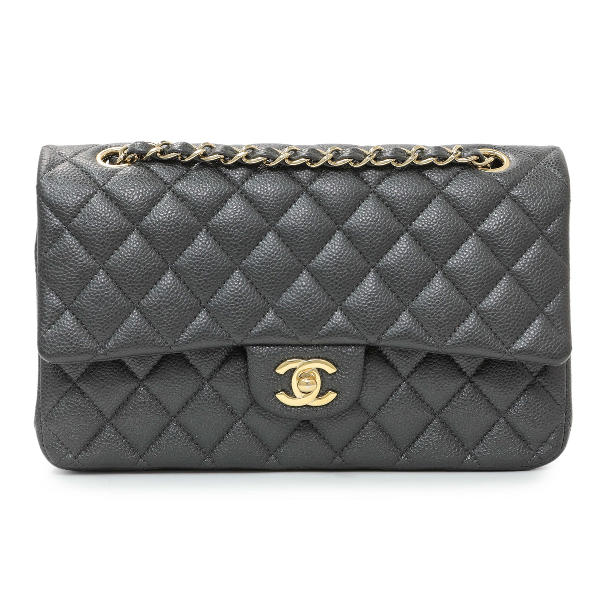 Chanel Dark Grey Caviar Medium Classic Double Flap
