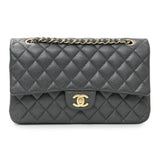 Chanel Dark Grey Caviar Medium Classic Double Flap