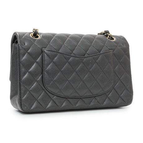 Chanel Dark Grey Caviar Medium Classic Double Flap