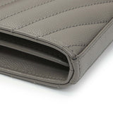 Saint Laurent Grey Grain De Poudre Matelasse Chevron Monogram Chain Wallet