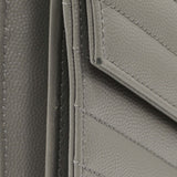 Saint Laurent Grey Grain De Poudre Matelasse Chevron Monogram Chain Wallet