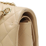 Chanel Beige Quilted Caviar Medium Double Flap Handbags Chanel