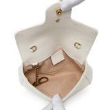 Gucci White Calfskin Matelasse Super Mini GG Marmont Shoulder Bag Handbags Gucci