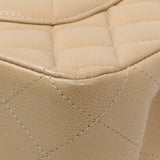 Chanel Beige Quilted Caviar Medium Double Flap Handbags Chanel