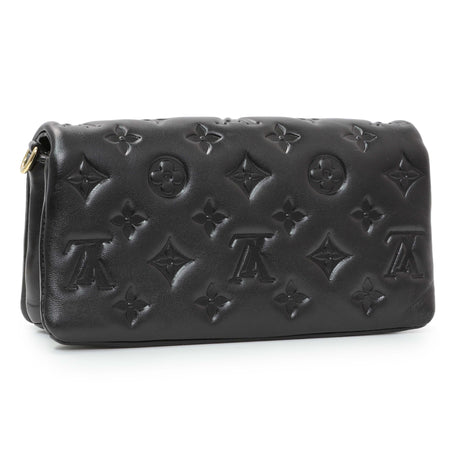 Louis Vuitton Black Lambskin Embossed Monogram Pochette Coussin Crossbody Handbags Louis Vuitton
