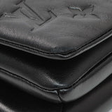 Louis Vuitton Black Lambskin Embossed Monogram Pochette Coussin Crossbody Handbags Louis Vuitton