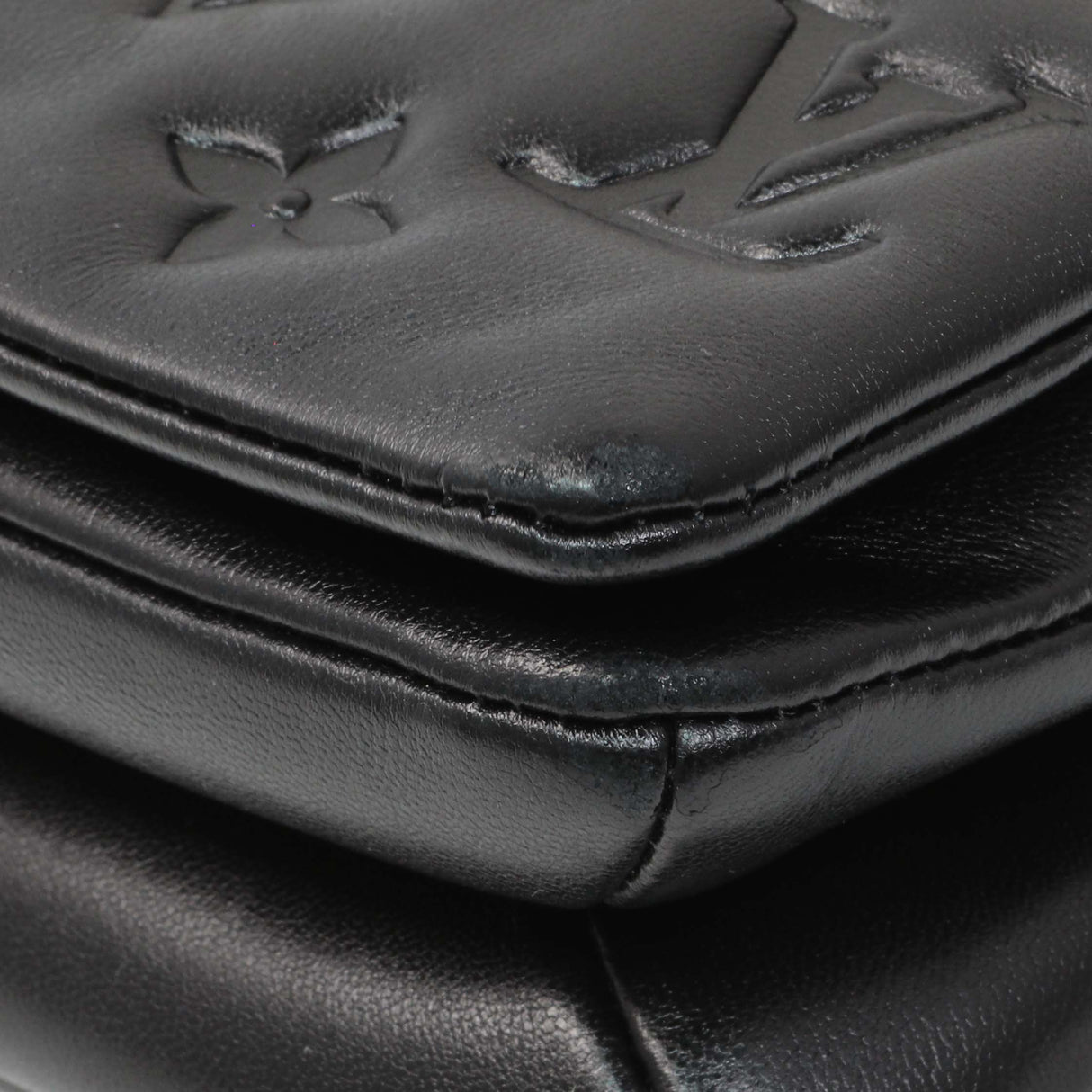 Louis Vuitton Black Lambskin Embossed Monogram Pochette Coussin Crossbody Handbags Louis Vuitton