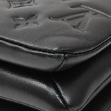 Louis Vuitton Black Lambskin Embossed Monogram Pochette Coussin Crossbody Handbags Louis Vuitton