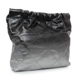 Chanel Black Silver Metallic Shaded Quilted Shiny Calfskin Small Chanel 22 Handbags Chanel