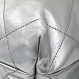 Chanel Black Silver Metallic Shaded Quilted Shiny Calfskin Small Chanel 22 Handbags Chanel