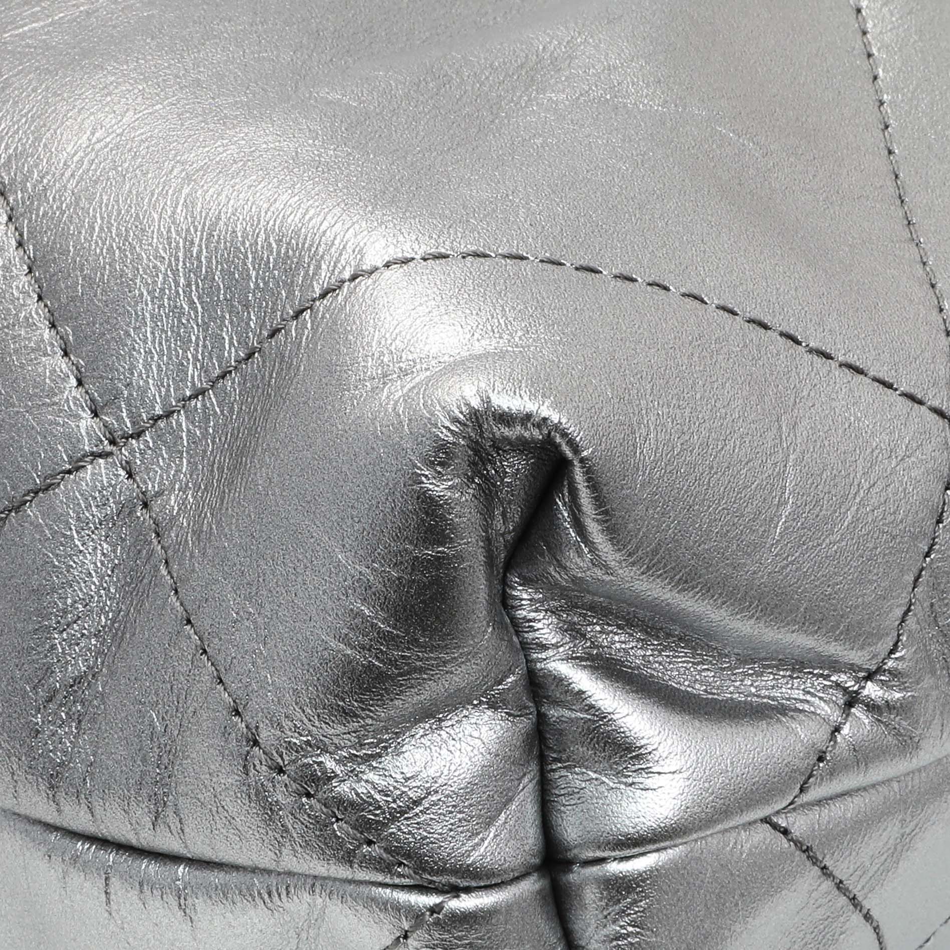 Chanel Black Silver Metallic Shaded Quilted Shiny Calfskin Small