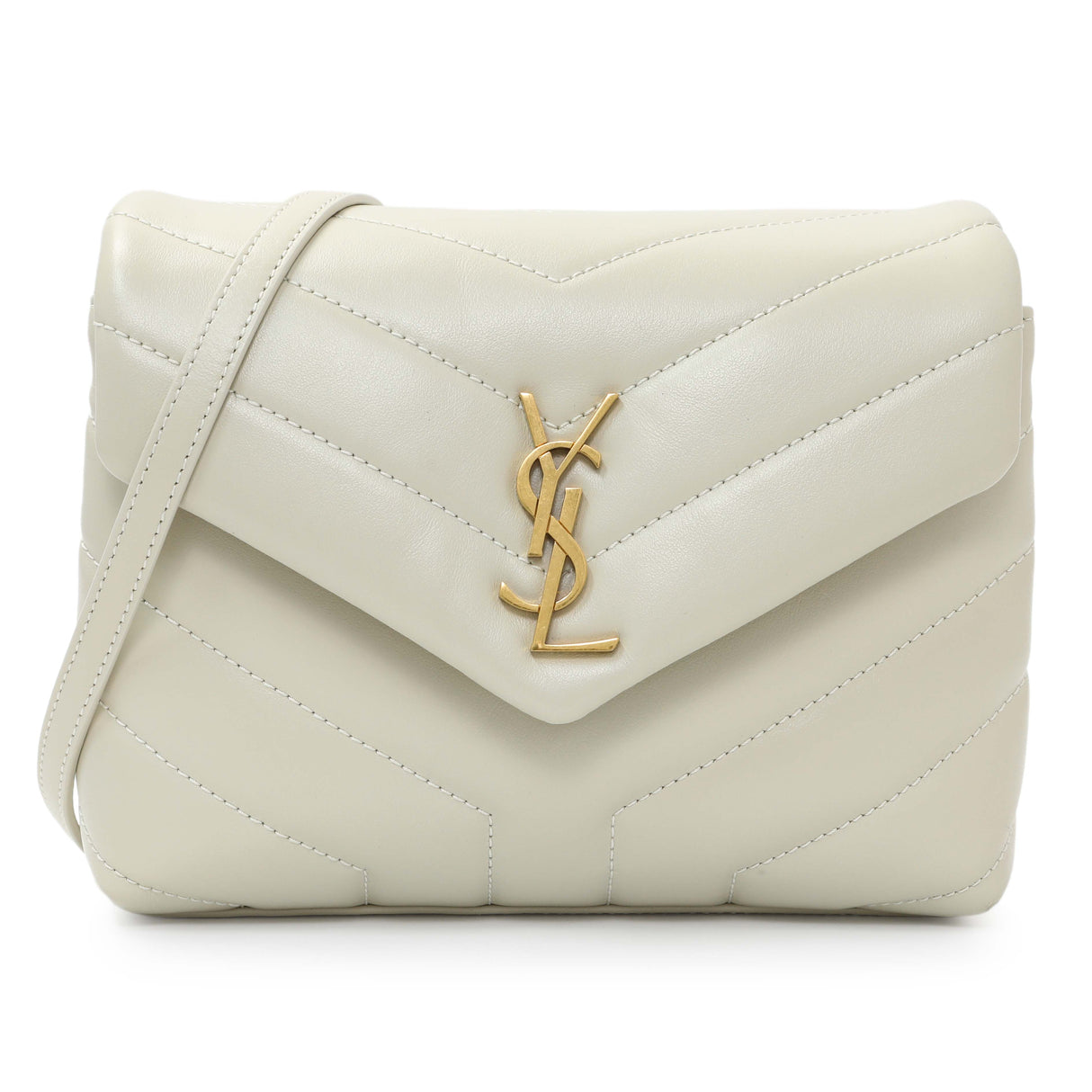 Saint Laurent Crema Calfskin Monogram Toy Loulou Crossbody Handbags Saint Laurent