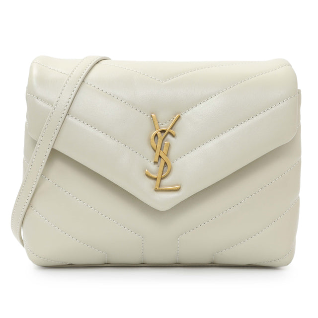 Saint Laurent Crema Calfskin Monogram Toy Loulou Crossbody Handbags Saint Laurent