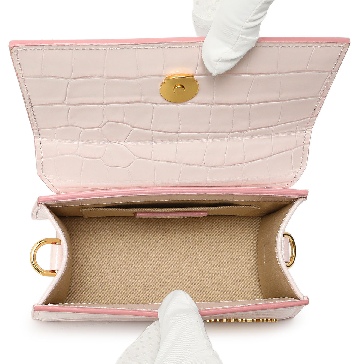 Jacquemus Pink Crocodile Embossed Calfskin Moyen Le Chiquito