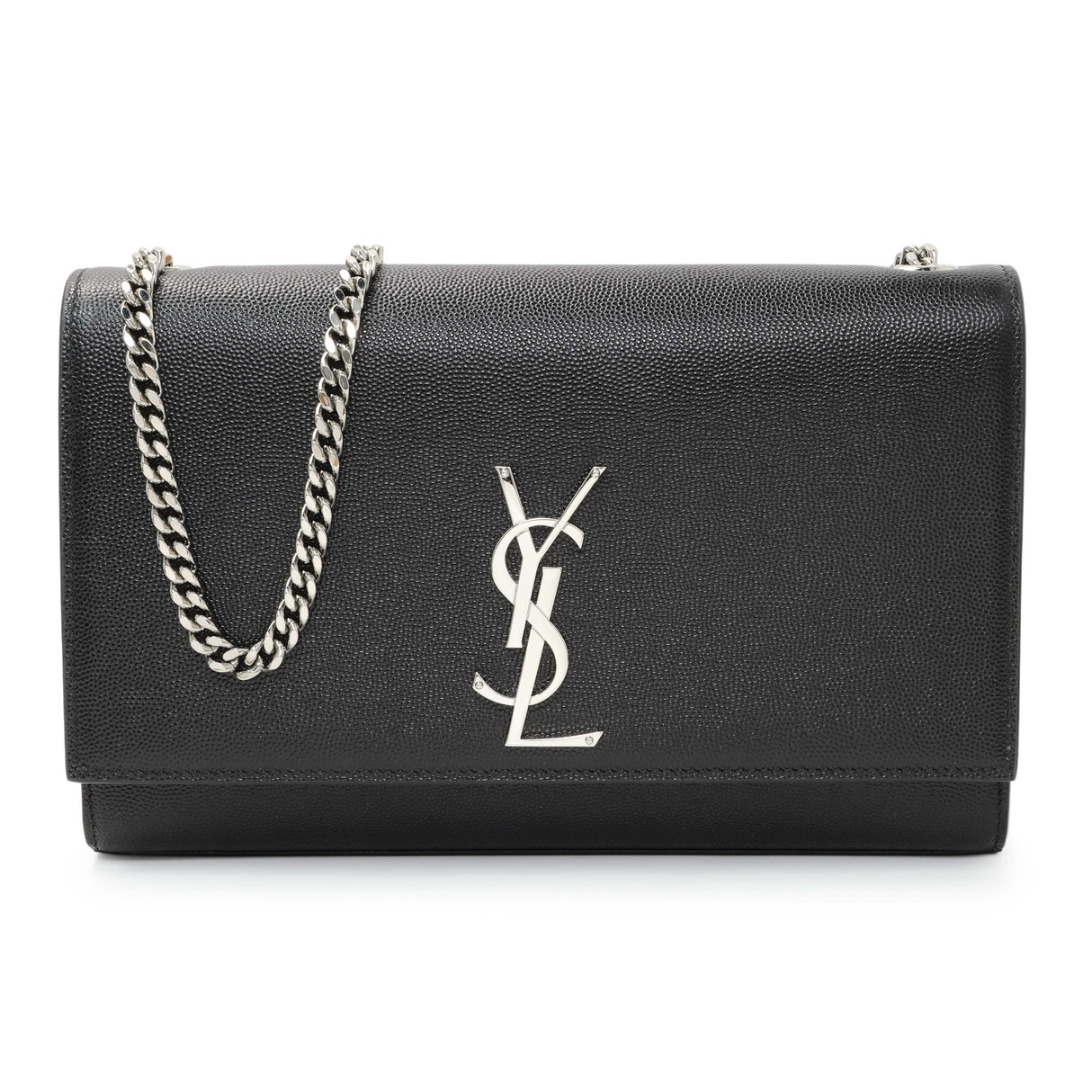 Saint Laurent Black Grain De Poudre Medium Monogram Kate Satchel Handbags Saint Laurent