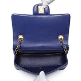 Chanel Blue Chevron Quilted Lambskin Mini Rectangular Flap Handbags Chanel