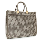 Fendi Dove Grey Chenille Vitello Cher Sunshine FF Motif Medium Tote Medium Handbags Fendi