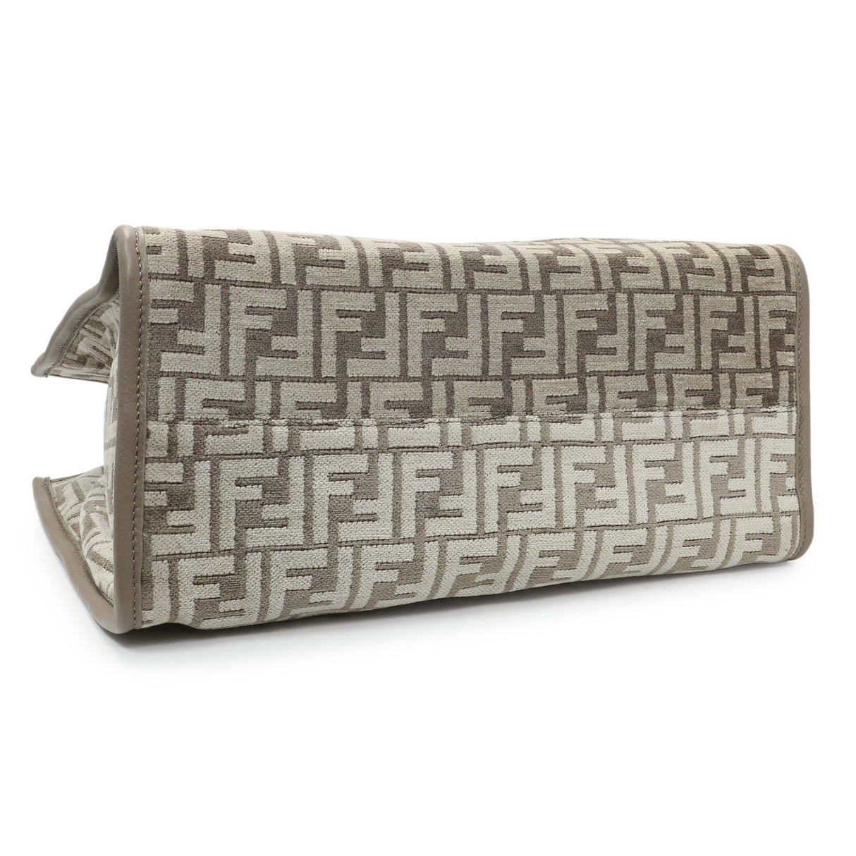 Fendi Dove Grey Chenille Vitello Cher Sunshine FF Motif Medium Tote Medium Handbags Fendi