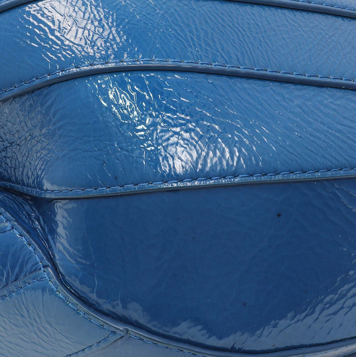 Chanel Blue Crumpled Patent Leather Droplet Hobo Handbags Chanel