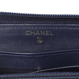 Chanel Navy Chevron Quilted Caviar Boy Long Zip Around Wallet Accessories Chanel