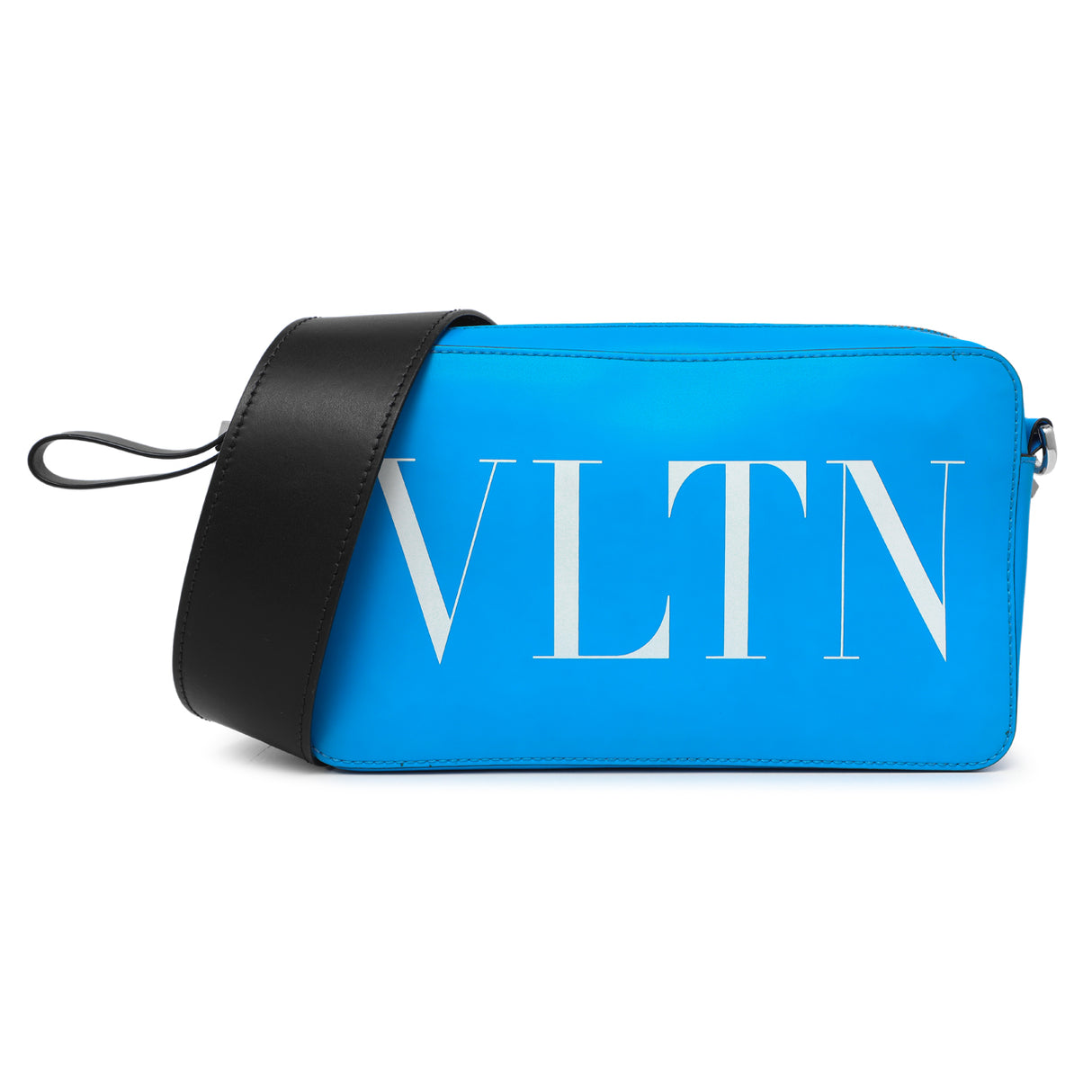 Valentino Blue Calfskin VLTN Print Crossbody Bag