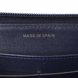 Chanel Navy Chevron Quilted Caviar Boy Long Zip Around Wallet Accessories Chanel