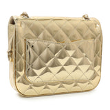 Chanel Gold Mirror Calfskin Quilted Hollywood Boulevard Mini Flap With Star Coin Purse Handbags Chanel