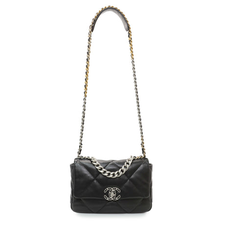 Chanel Black Lambskin Quilted Medium Chanel 19 Flap Handbags Chanel