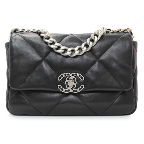 Chanel Black Lambskin Quilted Medium Chanel 19 Flap Handbags Chanel