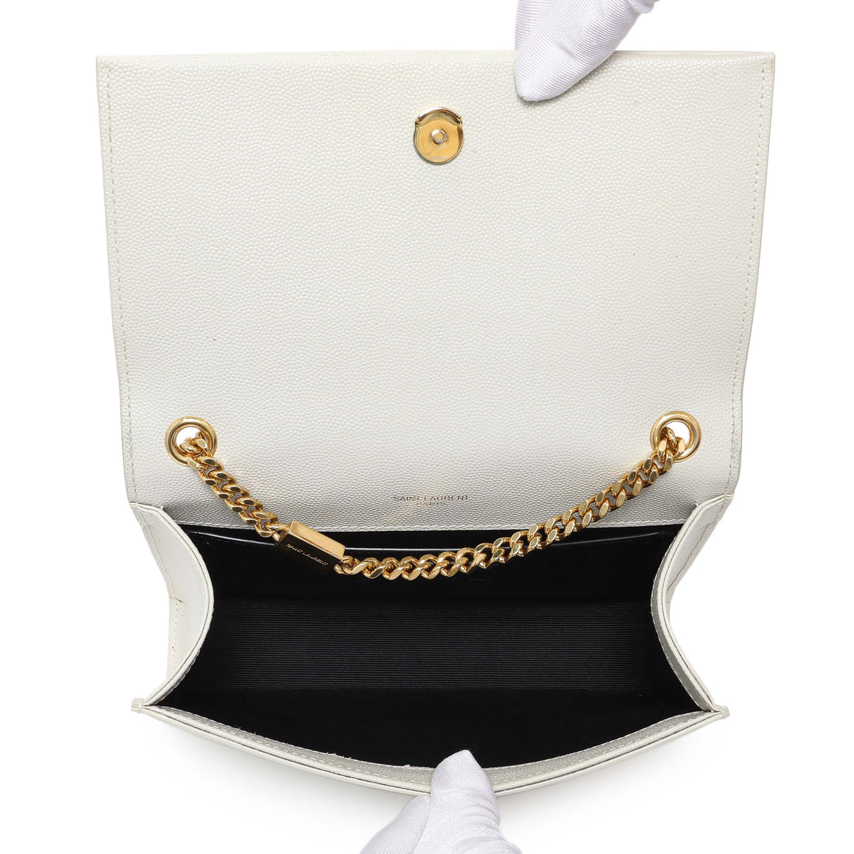 Saint Laurent Crema Soft Grain De Poudre Small Classic Monogram Kate Tassel Satchel Handbags Saint Laurent
