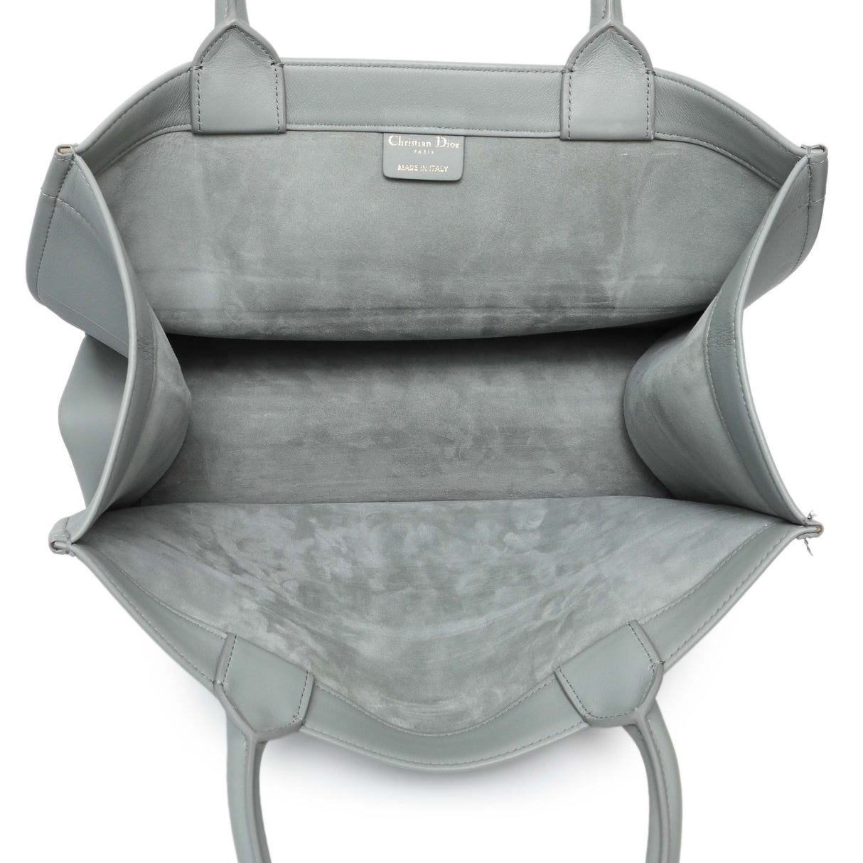 Christian Dior Grey Calfskin Embossed Medium Book Tote