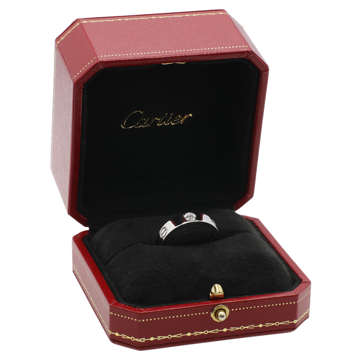 Cartier 18K White Gold 3 Diamond Love Ring