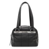 Chanel Vintage Black Caviar Square Quilted Stitched Bowler Bag Handbags Chanel