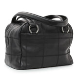 Chanel Vintage Black Caviar Square Quilted Stitched Bowler Bag Handbags Chanel