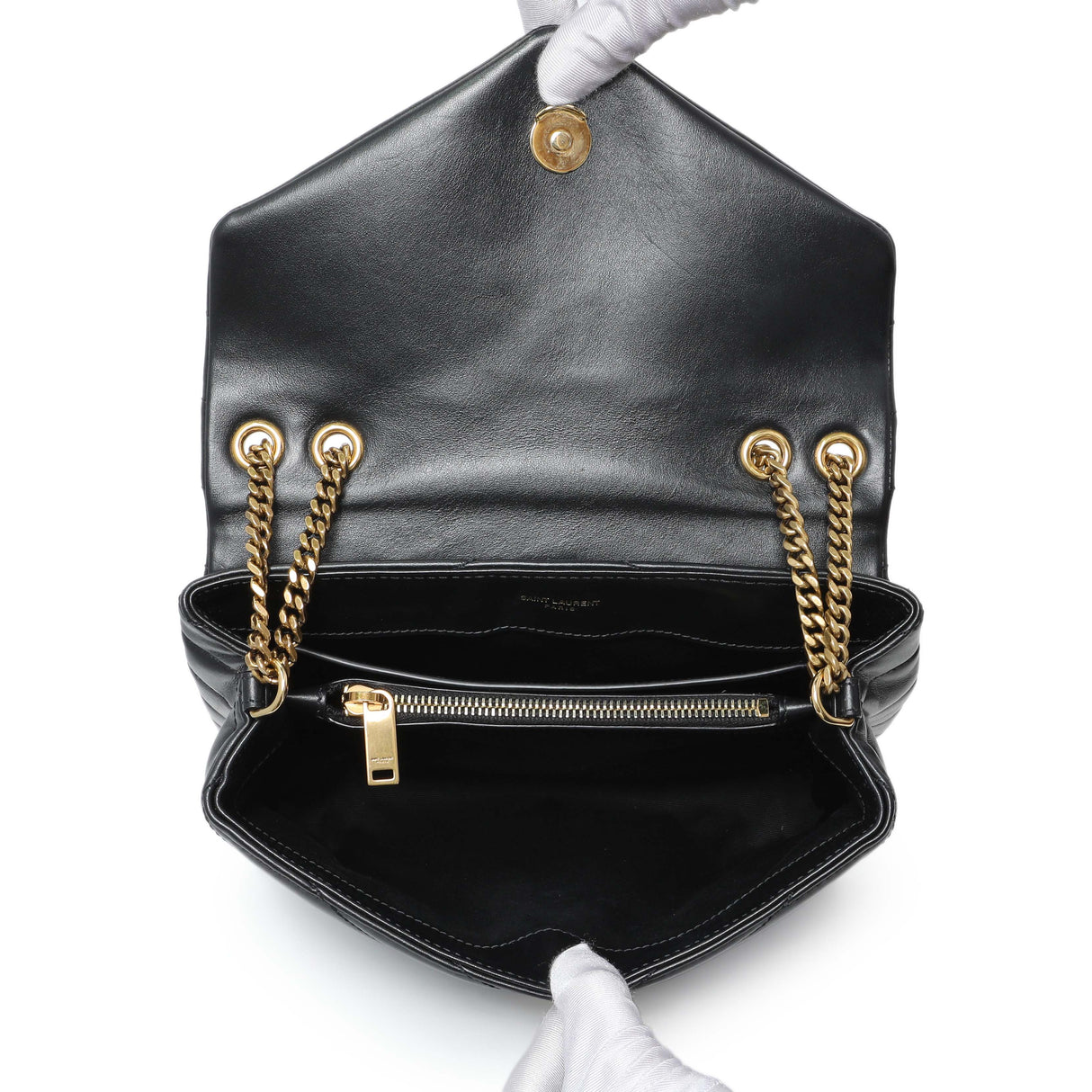 Saint Laurent Black Calfskin Loulou Chain Satchel Small Handbags Saint Laurent