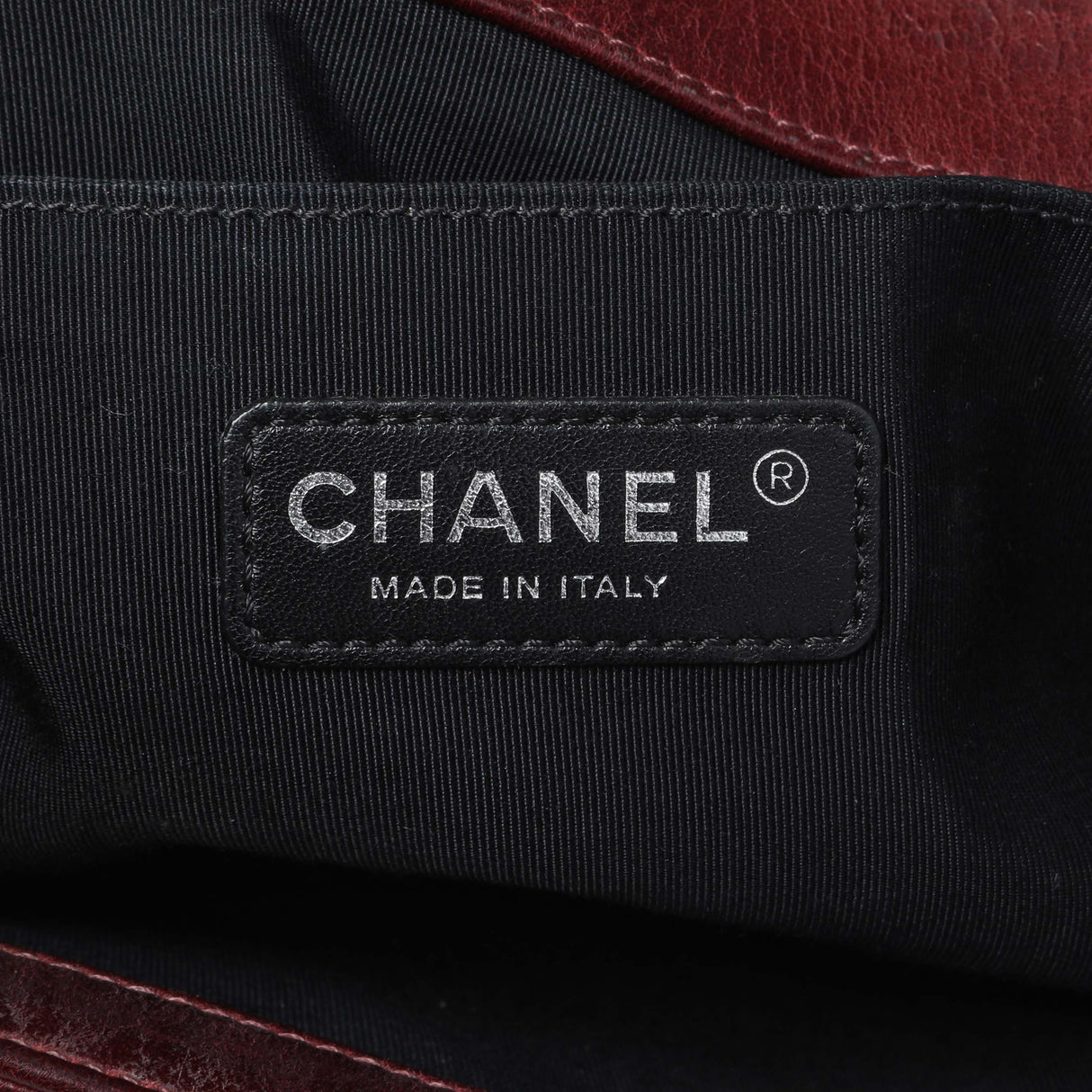 Chanel Burgundy Calfskin Double Stitch Medium Boy Flap Handbags Chanel