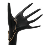 Van Cleef & Arpels 18K Yellow Gold Onyx Vintage Alhambra 5 Motif Bracelet