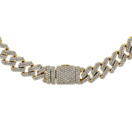 10K Yellow Gold 37.37 Carat Pave Diamond Curb Link Chain